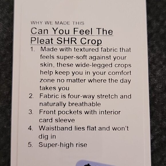 NWT Lululemon Pants Can You Feel the Pleat SHR Crop Women HBLK/BLK - Picture 10 of 11